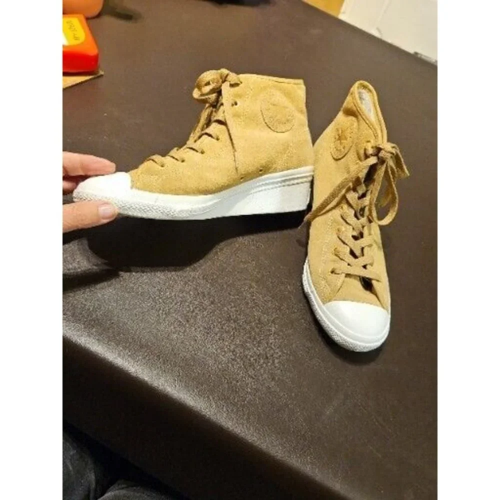 Rare Immaculate SIZE 6 Preloved high heel Converse AllStar Suede thin fur lining - Picture 4 of 16